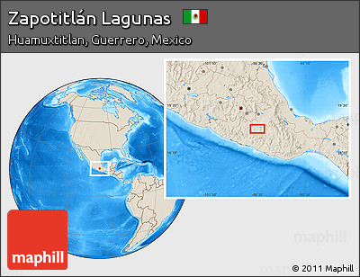 Shaded Relief Location Map of Zapotitlán Lagunas