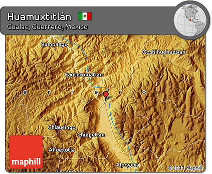 Physical Map of Huamuxtitlán