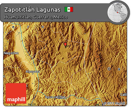 Physical Map of Zapotitlán Lagunas