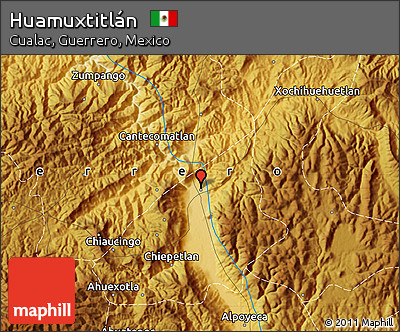 Physical Map of Huamuxtitlán