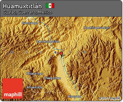 Physical Map of Huamuxtitlán