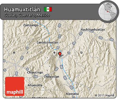 Shaded Relief Map of Huamuxtitlán