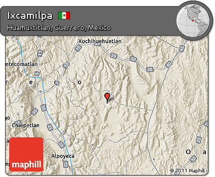 Shaded Relief Map of Ixcamilpa