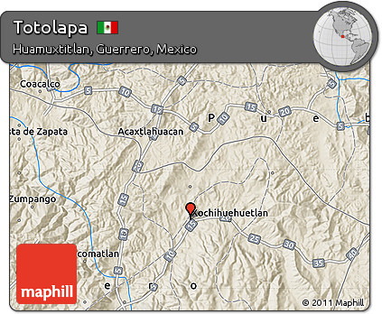 Shaded Relief Map of Totolapa