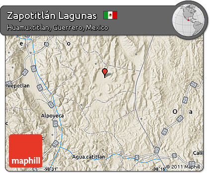 Shaded Relief Map of Zapotitlán Lagunas