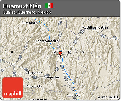Shaded Relief Map of Huamuxtitlán