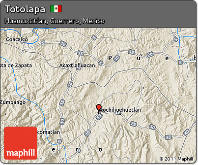Shaded Relief Map of Totolapa