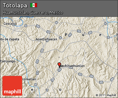 Shaded Relief Map of Totolapa