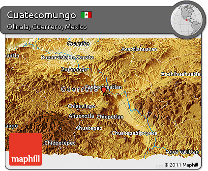 Physical Panoramic Map of Cuatecomungo