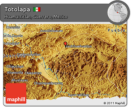 Physical Panoramic Map of Totolapa
