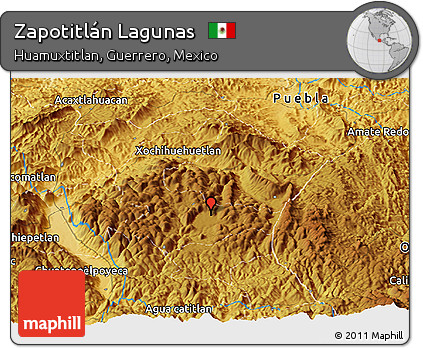 Physical Panoramic Map of Zapotitlán Lagunas