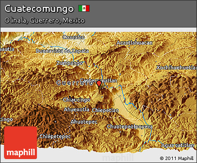 Physical Panoramic Map of Cuatecomungo
