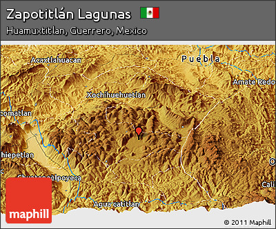 Physical Panoramic Map of Zapotitlán Lagunas