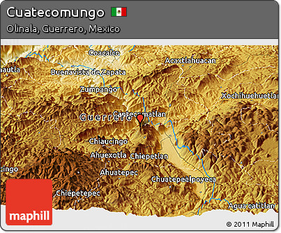 Physical Panoramic Map of Cuatecomungo