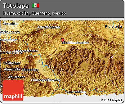 Physical Panoramic Map of Totolapa