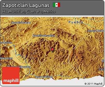 Physical Panoramic Map of Zapotitlán Lagunas