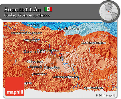 Political Panoramic Map of Huamuxtitlán