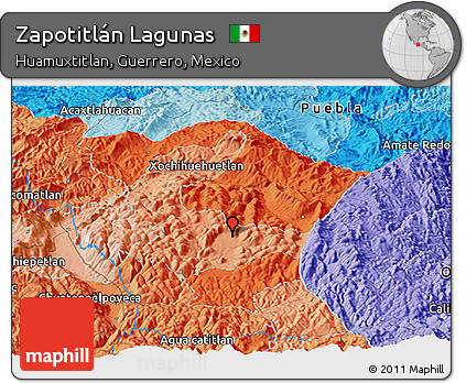 Political Panoramic Map of Zapotitlán Lagunas