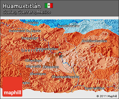 Political Panoramic Map of Huamuxtitlán