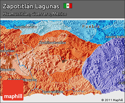 Political Panoramic Map of Zapotitlán Lagunas