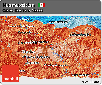 Political Panoramic Map of Huamuxtitlán