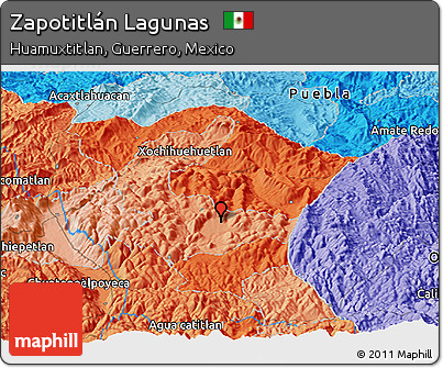 Political Panoramic Map of Zapotitlán Lagunas