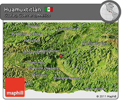 Satellite Panoramic Map of Huamuxtitlán