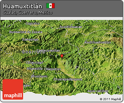 Satellite Panoramic Map of Huamuxtitlán