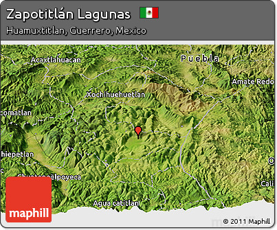 Satellite Panoramic Map of Zapotitlán Lagunas