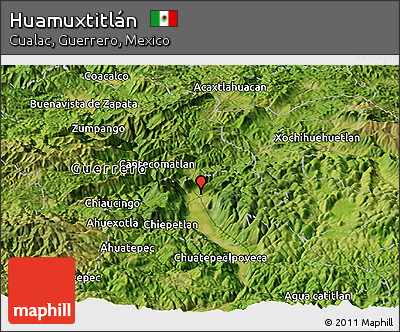 Satellite Panoramic Map of Huamuxtitlán