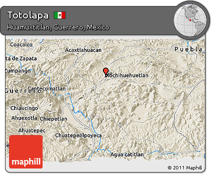 Shaded Relief Panoramic Map of Totolapa