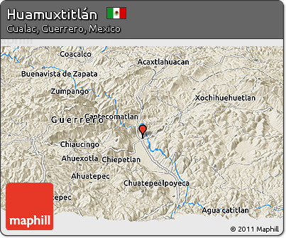 Shaded Relief Panoramic Map of Huamuxtitlán