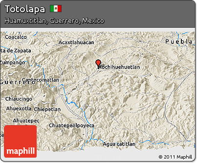 Shaded Relief Panoramic Map of Totolapa