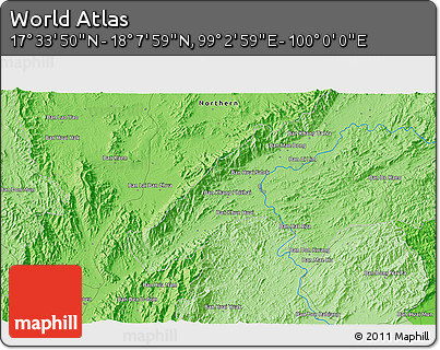 Political 3D Map of the Area around 17° 50' 55" N, 99° 31' 30" E