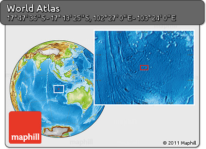 Physical Location Map of the Area around 17° 30' 31" S, 102° 55' 30" E
