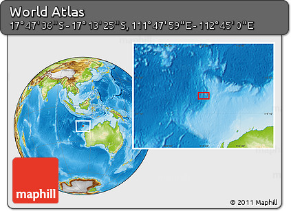 Physical Location Map of the Area around 17° 30' 31" S, 112° 16' 30" E