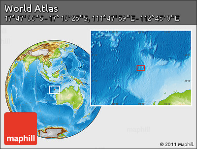 Physical Location Map of the Area around 17° 30' 31" S, 112° 16' 30" E