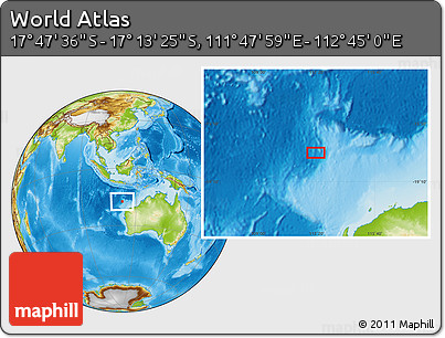 Physical Location Map of the Area around 17° 30' 31" S, 112° 16' 30" E
