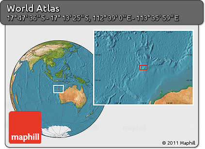 Satellite Location Map of the Area around 17° 30' 31" S, 113° 7' 30" E