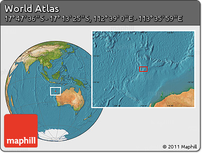 Satellite Location Map of the Area around 17° 30' 31" S, 113° 7' 30" E