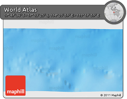 Physical 3D Map of the Area around 17° 30' 31" S, 114° 49' 29" E