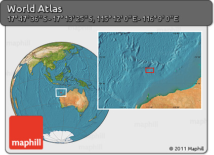 Satellite Location Map of the Area around 17° 30' 31" S, 115° 40' 30" E