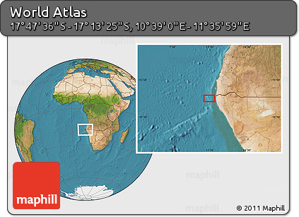 Satellite Location Map of the Area around 17° 30' 31" S, 11° 7' 30" E