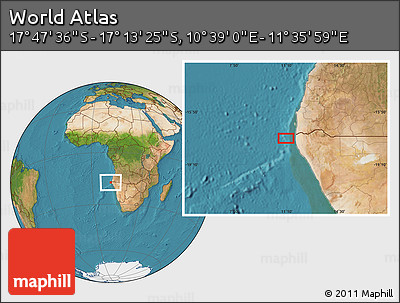 Satellite Location Map of the Area around 17° 30' 31" S, 11° 7' 30" E