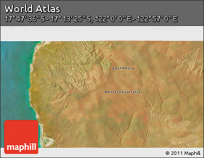 Satellite 3D Map of the Area around 17° 30' 31" S, 122° 28' 29" E
