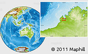 Physical Location Map of the area around 17° 30' 31" S, 123° 19' 29" E