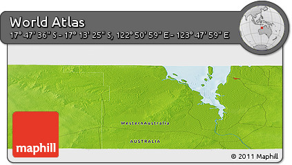 Physical Panoramic Map of the Area around 17° 30' 31" S, 123° 19' 29" E