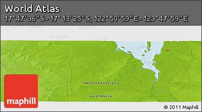 Physical Panoramic Map of the Area around 17° 30' 31" S, 123° 19' 29" E