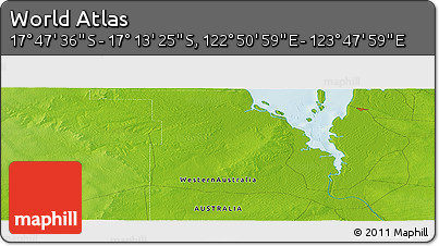 Physical Panoramic Map of the Area around 17° 30' 31" S, 123° 19' 29" E