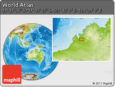 Physical Location Map of the Area around 17° 30' 31" S, 124° 10' 30" E